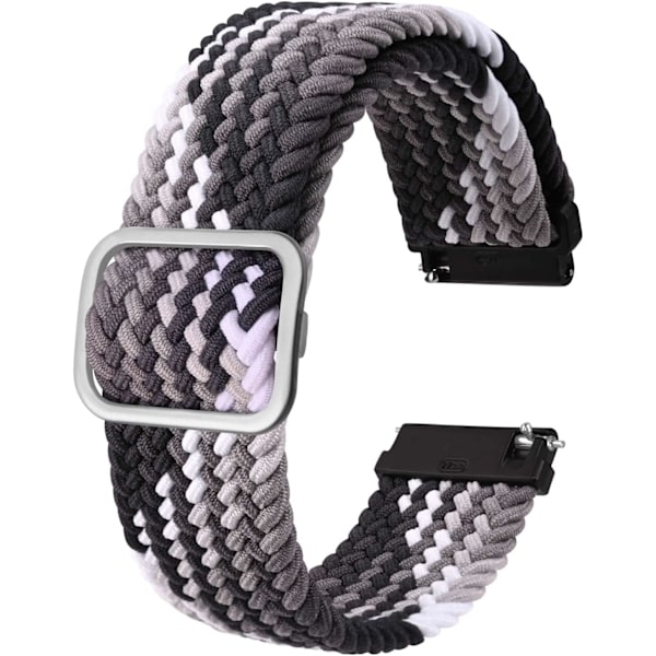 Nylon-rannekkeet, säädettävät punotut silmukkarannekkeet miehille ja naisille, 16 mm 18 mm 19 mm 20 mm 22 mm 24 mm valittavissa Gradient Black / Silver Buckle 19mm