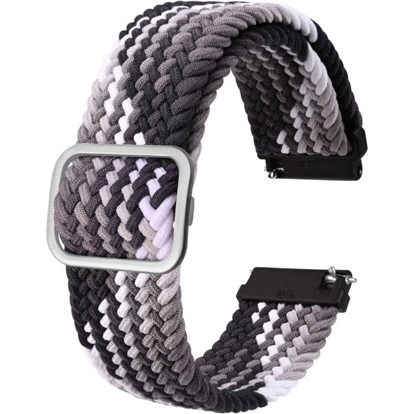 Nylon urrem til ure, justerbare flettede loop-remme til mænd og kvinder, 16mm 18mm 19mm 20mm 22mm 24mm til valg Gradient Black / Silver Buckle 22mm