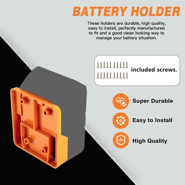 Battery Holder for Ridgid AEG 18V Batteries, Wall Mountable, Compatible with Workshop Carts, Shelves, etc. - 5-Pack