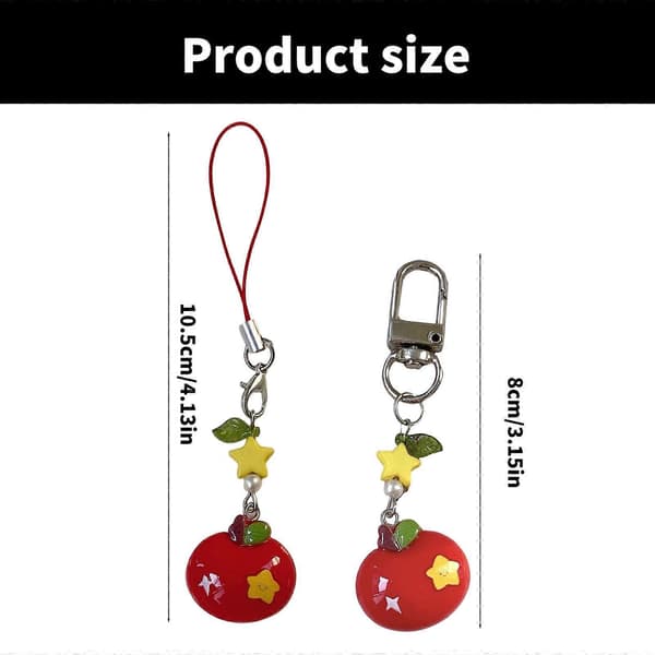 Moderigtig og dejlig æble-vedhæng til telefonrem, der symboliserer held og lykke, tilbehør til modeentusiaster lanyard