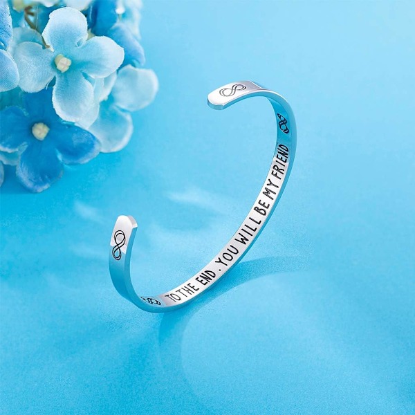 Vänskapsarmband för kvinnor - Inspirerande vänskapspresenter till bästa vän, motiverande manschettarmband för systrar, mamma, lärare, presenter 1To the end, you will be my friend