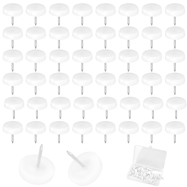 50 Stycken Möbelspikskydd 16mm Diameter Stolsbensskydd Glidande Plastmöbelfötter, 5mm Tjocka, Vita, Utan låda