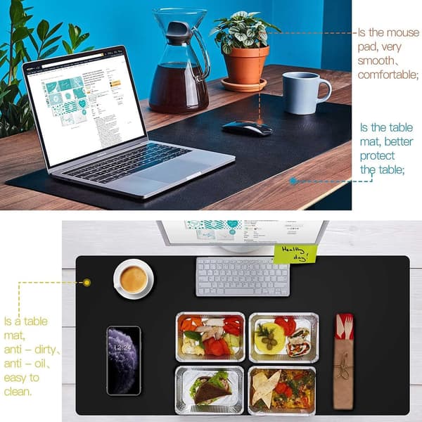 Leather Desk Pad, Laptop Mat, Large Gaming Mouse Pad, Non-Slip Leather Desk Protector