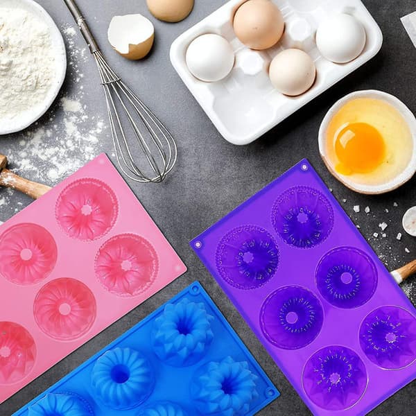 3 st Silikonformar för Kakor, Donutstillverkare Silikonbakplåt Muffinsformar Mini Kakformar (Slumpmässig Färg)