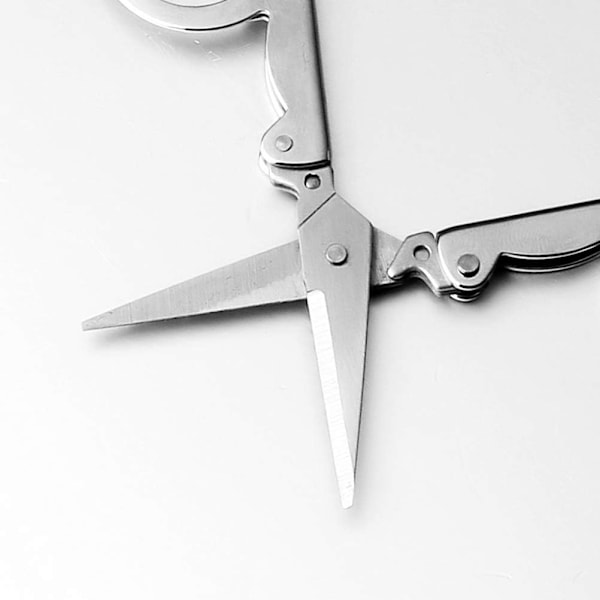 Rustfrit stål folde saks bærbar foldbar rejse saks metal saks til håndværk, syning 10,5 cm (2 pakker) Silver