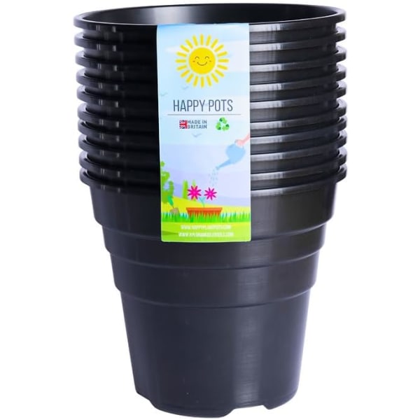 - 15 cm blank sort - Pakke med 10 Premium-plantepotter i plast - Genanvendelige blomsterpotter til indendørs/udendørs boligindretning - Havearbejde - Runde, kraftige, UV-opløsninger