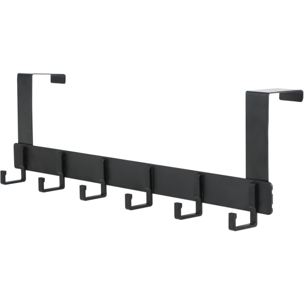 r krok henger med 6 kraftige aluminiumslegeringskroker, svart frakk kroker rack krans dør henger nøkkelholder oppbevaring for soverom kjøkken bad J Black 6 HOOKS black