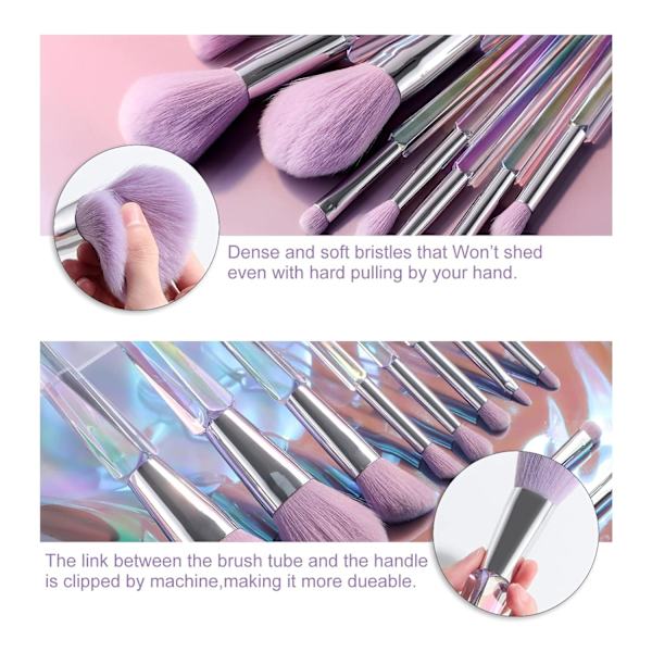 Makeup Brushes 10 pcs Premium Synthetic Bristles Crystal Handle Makeup Set, with Gift Box (Crystal Handle)