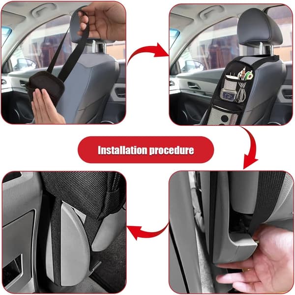 Car Seat Storage Bag, Multi-Pocket Organizer for Side of Seat, Multi-functional Car Storage Net Pocket