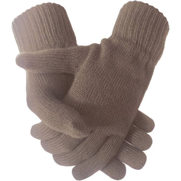 Dam Super Mjuka Varma Tunna Stickade Termiska Vinterhandskar taupe