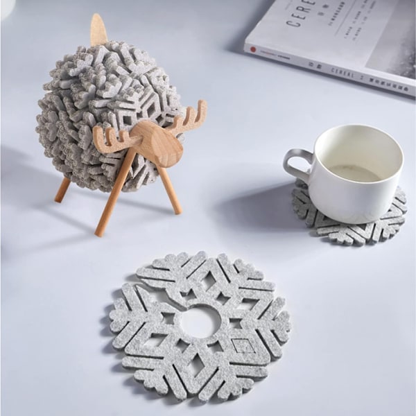 Coaster Set, Cute Felt Coasters with Holder, Protect Tabletop, Decorative Cup Coasters for Various Mugs and Cups