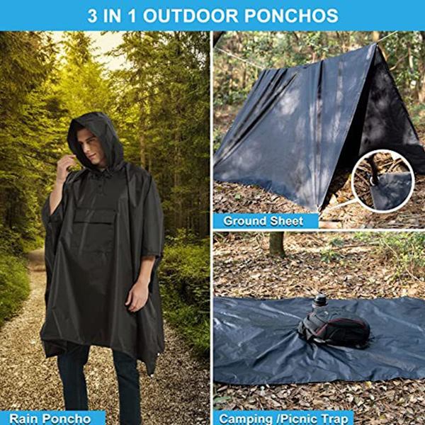 Vanntett poncho for voksne, gjenbrukbar lett regnponcho for voksne vanntett med snorhette for utendørs fotturer camping sykling reiser vanntett