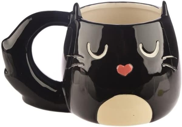 Sort Kat Krus 3D Keramisk Nyhed Søde Krus Kopper 400ml til Varme Drikke, Te, Kaffe, Varm Chokolade
