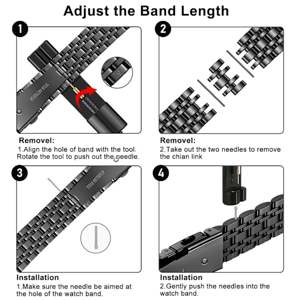 Ultratyndt metalarmbånd kompatibelt med Apple Watch-rem 42 mm (Series 10) 41 mm 40 mm 38 mm, elegant rustfrit stållænke (sort) 38/40/41mm