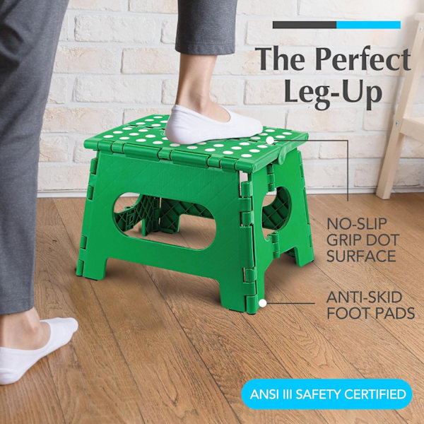 Sammenleggbar trinnkrakk - Den lette trinnkrakken er robust nok til å støtte voksne og trygg nok for barn. Åpnes enkelt med ett kast. Flott for Green 9Inch  2PACK