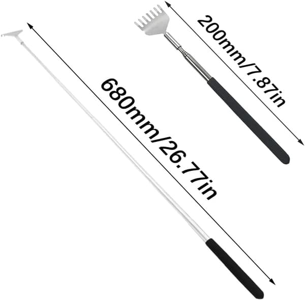 Back Scratcher, Telescopic Back Scratcher, Back Scratcher, Extendable from 20cm to 68cm, Stainless Steel Massager Tool