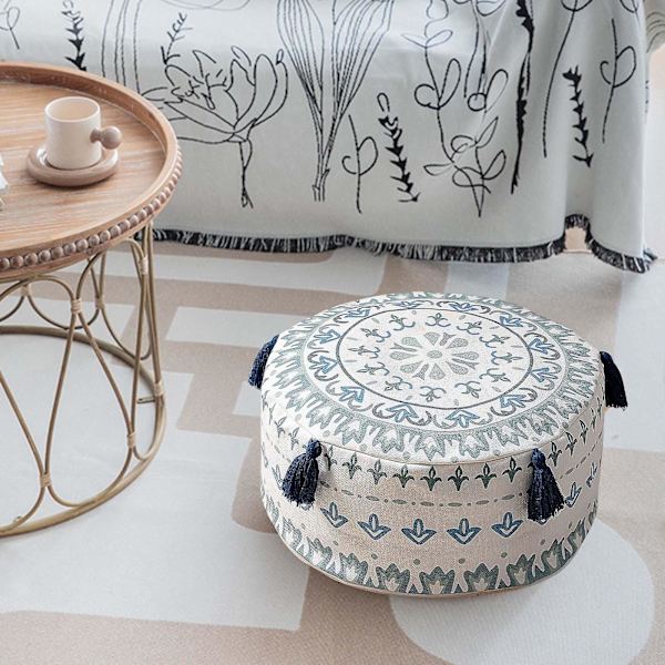 Ufylt Puff Ottoman Trekk Fotskammel Fotrekk For Lounge Blå