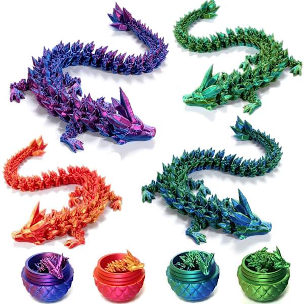 3D-printad drake med överraskningsägg, dekorativt påskäggsfyllmedel, påskgåva till pojkar barn heminredning, exekutiv drake fidget bordsleksak (Lila) Purple
