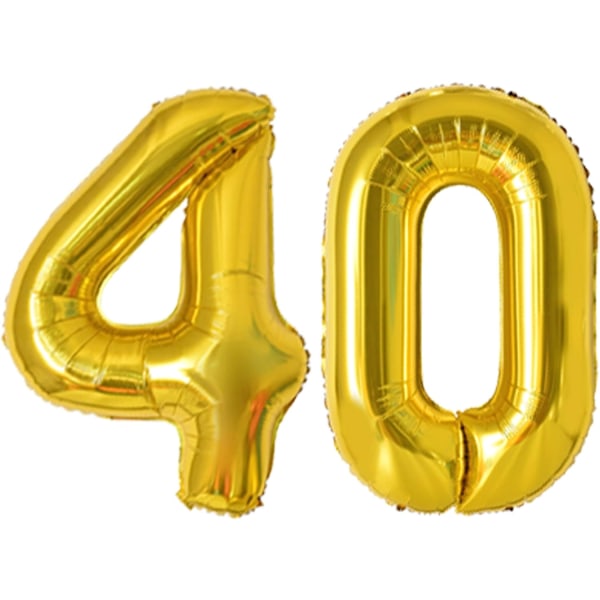 Nummerballonger, färgglada heliumsiffror födelsedagsballonger, självuppblåsande sifferballonger, folieballong för födelsedagsfest, nyårsdekoration Gold #40 Large