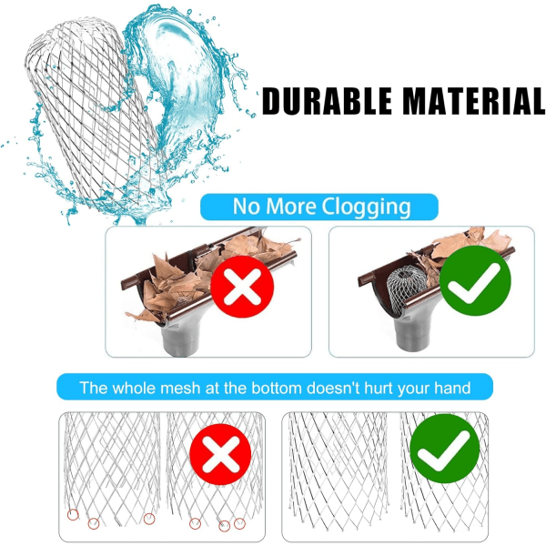 4-pakks utvidbar filter sil for takrenner i aluminium, blad sil for takrenner, sil for takrenner, beskyttelse for nedløpsrør, enkel installasjon, mose, søle, gjørme og rusk 4 Pack
