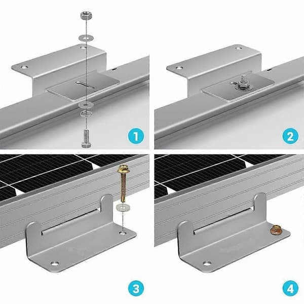 2-pack solpanel monteringssystem Z-formad klämma, husvagn, båt, bil, lastbil, hem, off-grid takmontering (totalt 8 fästen)