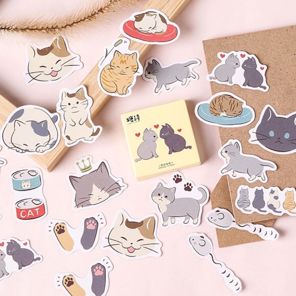 Scrapbook-tarvikkeet Kissa Kawaii -tarrapakkaus, 45 kpl Söpöjä päiväkirjatarvikkeita aikuisille leikekirjoihin, korttien valmistukseen, päiväkirjan pitoon (Kissa Päiväkirja 1)