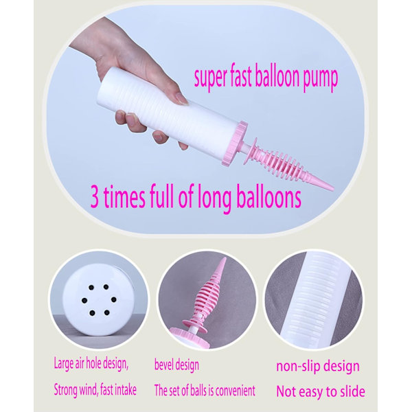 Håndholdt ballongpumpe toveis dobbel action - Blås opp ballonger uanstrengt med vår perfekte for fester og arrangementer (Rosa 1 stk) Pink 1 Piece