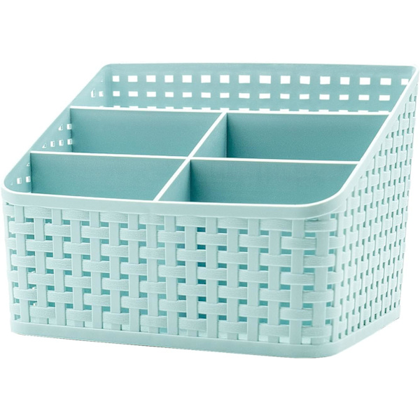 Oppbevaringskurv, Kosmetikkboks Organizer, Plast Oppbevaringsboks Skrivebord 5 Rutenett Under-rutenett Oppbevaringsboks Multifunksjonell Oppbevaring for Skrivebord Kontor Soverom C Blue 5 Grid