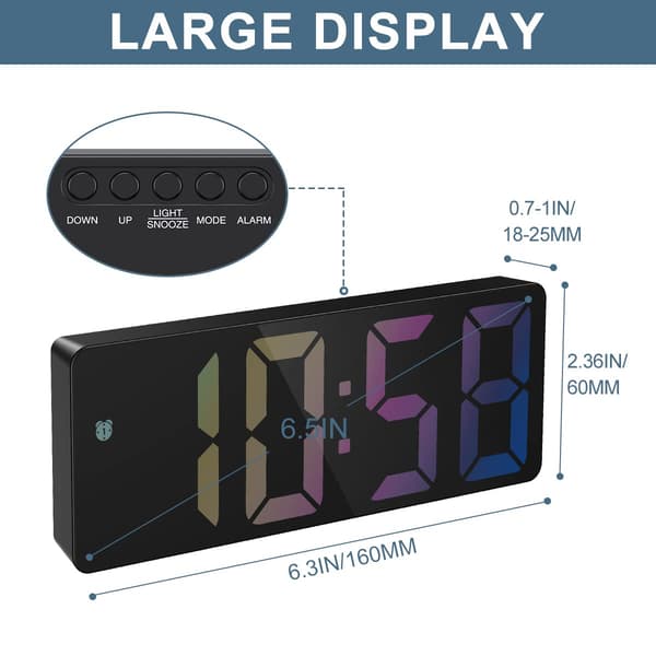 Upgraded Digital Alarm Clock, LED Clock for Bedroom, Electronic Desk Clock, Adjustable Brightness, Voice Control, 12/24H Display for Home