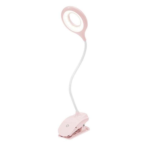 LED skrivebordslampe Øjenbeskyttende Klemmelampe Klemmelamper Læselamper Med USB Port Hvid  Pink