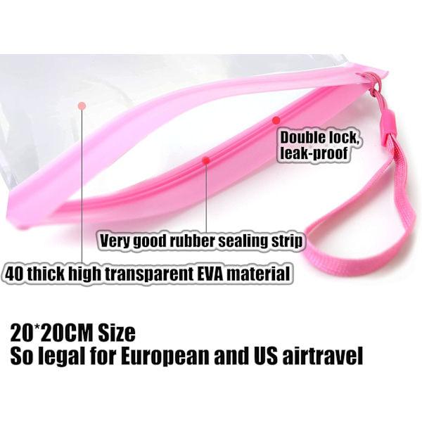 Genomskinlig necessär för resor - Vätskepåsar för flygplatssäkerhet, Flytande påse för flygplats 20 x 20 cm TSA-godkänd, Reseaccessoarer Necessärer Semester Essent 2pcs White
