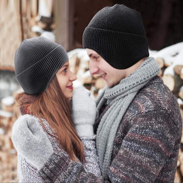 Vintermössa för män, mjuk och varm stickad mössa, andningsbar mössa för kvinnor och män, unisex utomhus Gray One size