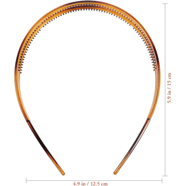Hårband av hårdplast med dubbla rader, halkfria hårband med tänder för kvinnor, 2 st Chocolate 2 count (Pack of 1)