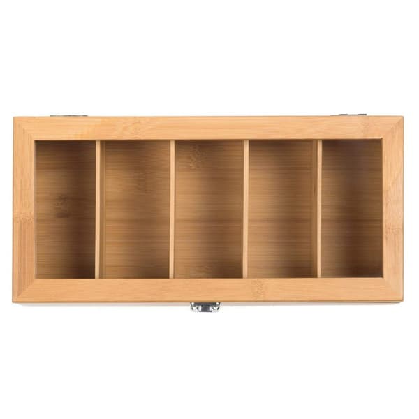 Bamboo Tea Organizer with Clear Acrylic Window, Eco-Friendly Storage Solution for Your Tea and More, Magnetic Lock Ensures Freshness