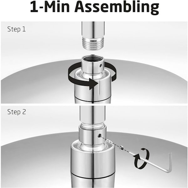 Regn Dusjhode Regn Dusjhode 9 tommers Overhead Dusjhode Erstatning med Svingbar Ball Joint Rund Krom og Svart, J319S9F25-CH Black & Chrome 9inch