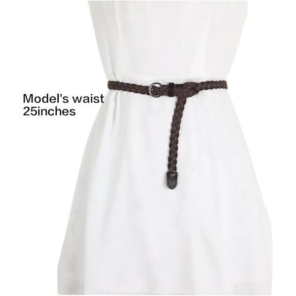 Kvinder Skinny Flettet Bælte Justerbar Spænde Fletning Casual Brown waist:2633
