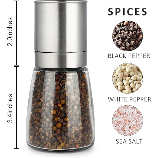 Pepper Mill with Adjustable Coarseness, Stainless Steel Grinder for Salt and Pepper