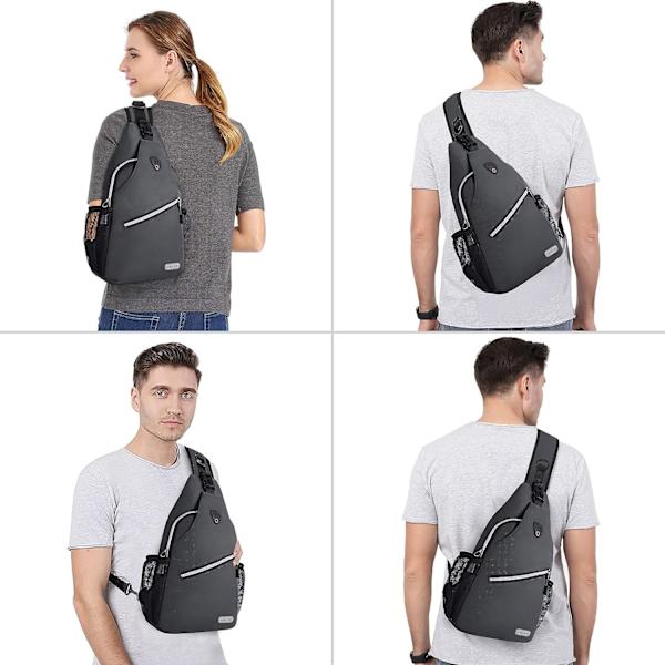 Sling-reppu, monikäyttöinen crossbody-olkalaukku, matkustus- ja vaelluspäiväreppu Space Gray