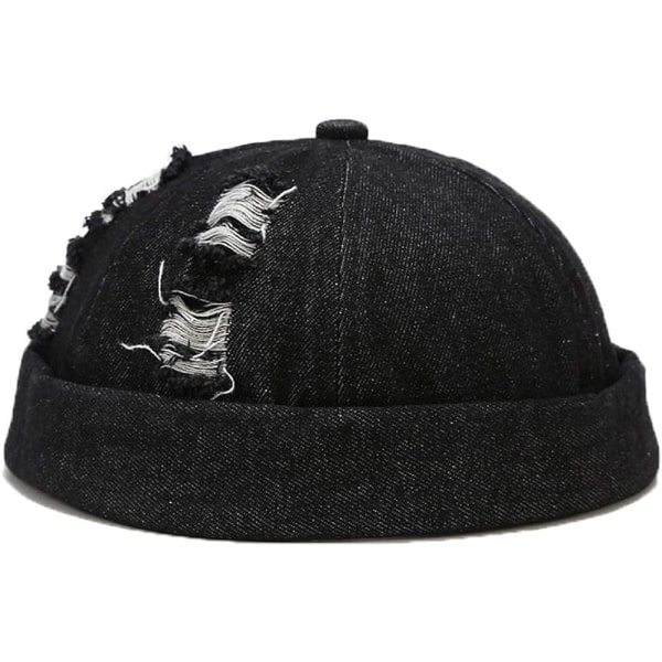 Herr Cap Denim Brättelösa hattar med justerbar, svart