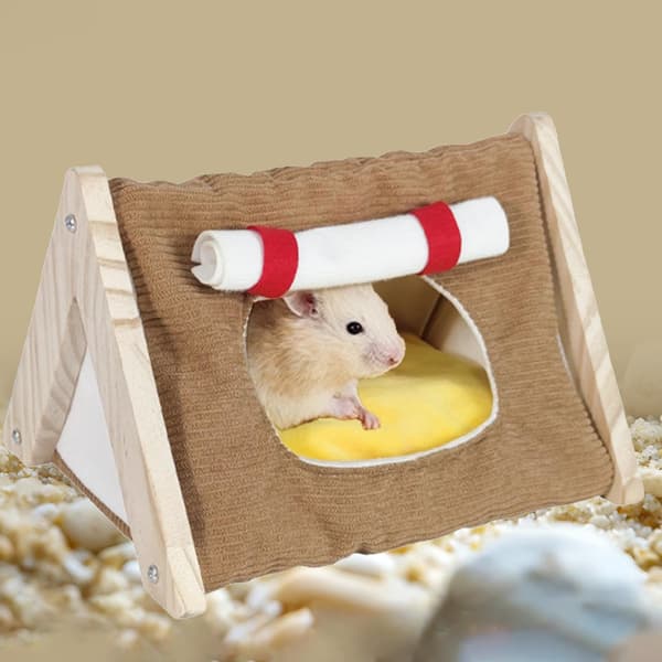 Marsvine Seng, Hamster Skjulested, Aktivitetsplatform, Varmt Marsvine Skjulested, Hus til Leg, Sovning yellow
