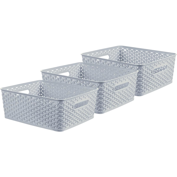 Min stil x3 Medium Rektangulär Förvaringskorg 13L - Blå Blue 3 x 13L Medium