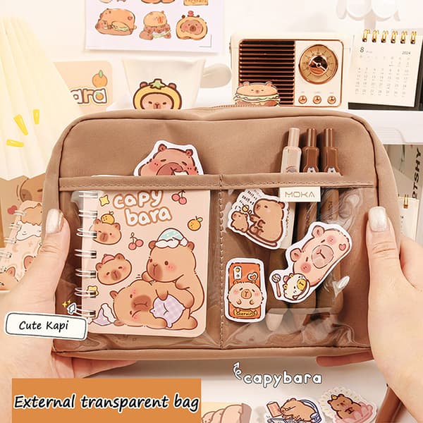 Kawaii Capybara Pennfodral Sminkväska Kontorsmaterial