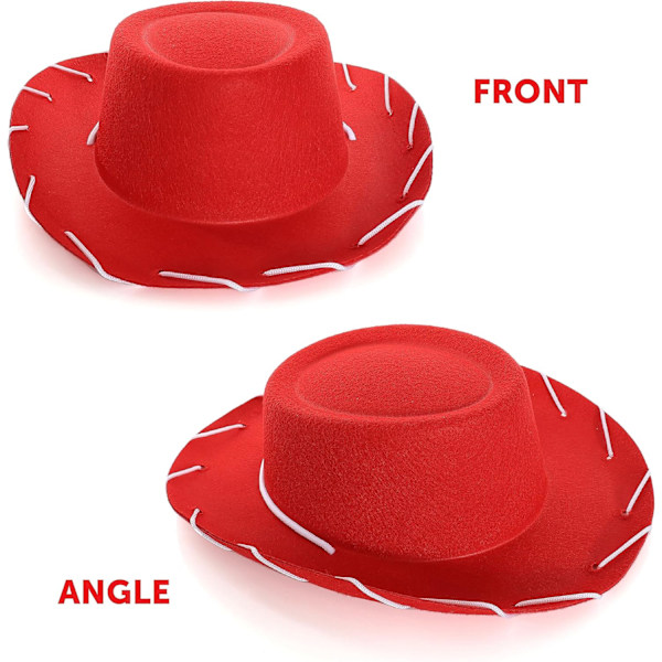 Barnecowboyhatt i svart - Tilbehør til cowboy- og cowgirlhatter - Perfekt til ville vesten- og cowboytemafester, verdensbokdagen eller andre utkledningsfester Red Pack of 24