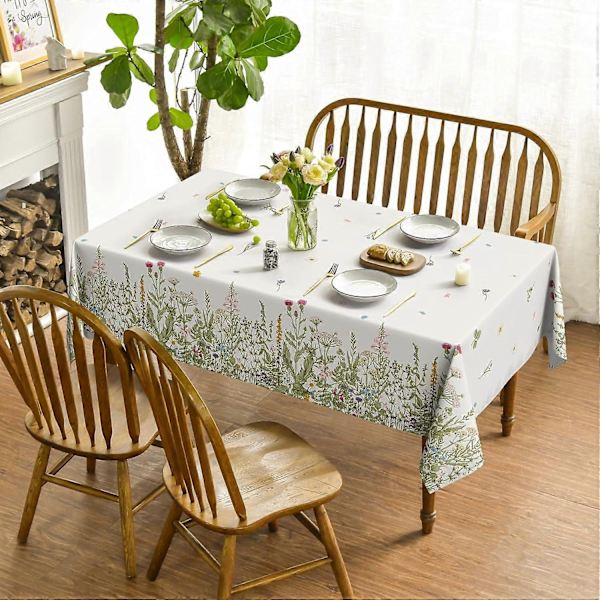 Rektangulær dug til forår og sommer, dug med vilde blomster