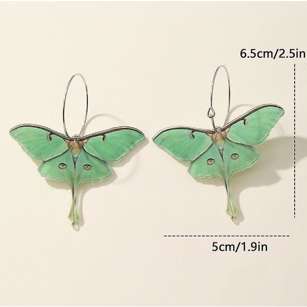 Moth örhängen för kvinnor flickor Söt grön akryl fjärilsbåge dinglar örhängen
