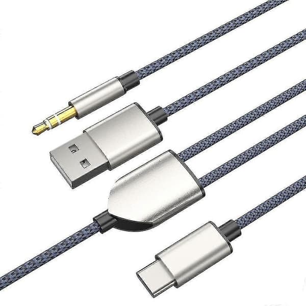 Split 2 Type C - USB A 3,5 mm:n Aux-kaapeli Stereo Hifi -ääni autokaiuttimelle