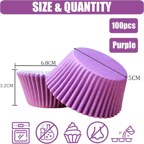 ple Små Papir Cupcake Cases Bagekopper, Fedtsikre Cupcake Cases til Bagning, Mini Muffin Wrappers Cases Muffin Cups Cupcake Liner Bulk, Papir Bakin Purple