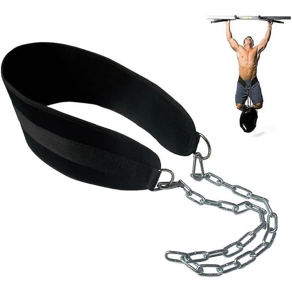 Pull Up bælte vægtet dip bælte med kæde Dobbelt D-ring Vægtløftning ryg støtte strop Home Gym Eq