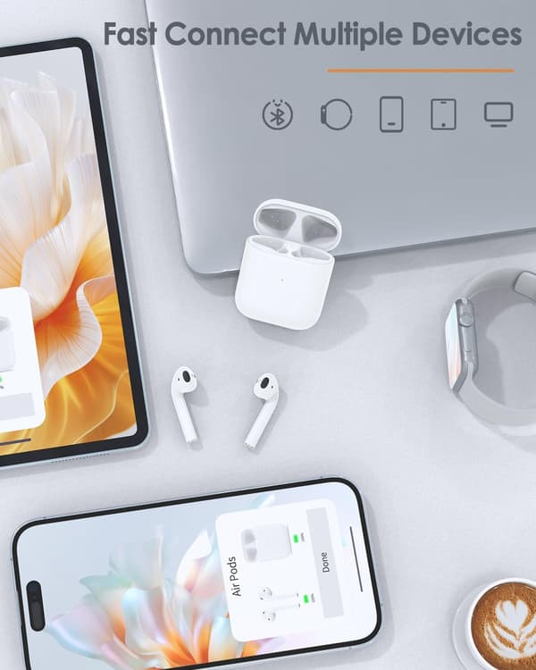 Charging Case Replacement Compatible with Air-Pod 1st and 2nd Generation, Wireless Charging Case with Sync Button, White