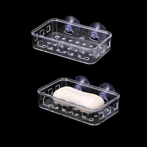 Två tvålkoppar med sugpropp, multifunktionella väggmonterade tvålkoppar i plast med stark lastkapacitet.